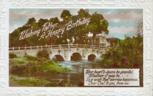 Greetings Postcard - Wishing Father a Happy Birthday - Real Photo - Ref TZ4200