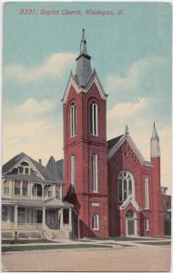 c1910 WAUKEGAN Illinois Ill Postcard BAPTIST CHURCH