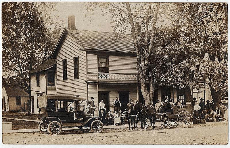 1910 RPPC Miltonvale KS Hotel Early Model T Car Worcester MA Real Photo Postcard