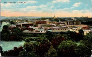 Postcard GA Rome Bird's Eye View Etowah River Shops Churches Factories ~1910 S75