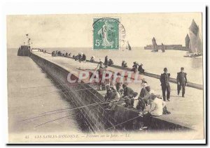 The Sands dOlonne Postcard Old Fishermen on the pier (lighthouse beacon)