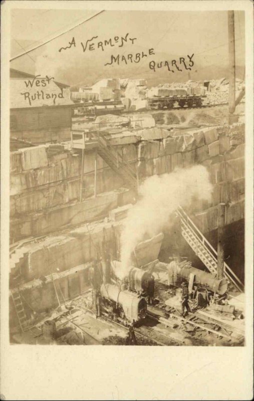 West Rutland VT Marble Quarry Mining Steam Driver Machinery c1930 RPPC