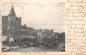 BRODHEAD WISCONSIN~MAIN STREET~STOREFRONTS~FERD INGOLD PUBL POSTCARD 1907