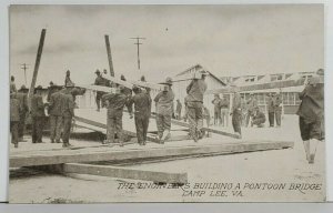 Camp Lee Virginia Engineers Building A Pontoon Bridge Military Postcard P15