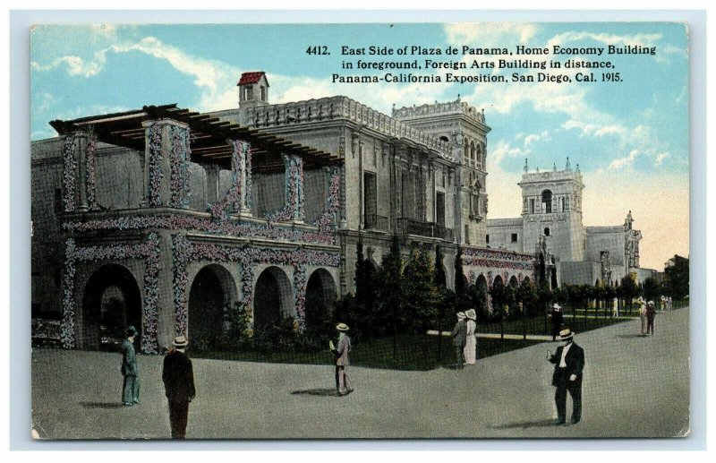 1915 San Diego CA Panama California Expo East Side Plaza de Panama Postcard
