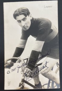 Mint Real Picture Postcard Linart French Cyclist Autographed