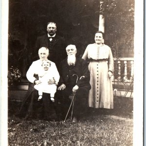 ID'd 1900s 4 Generation Family House RPPC House Old Men Women Photo Shearer A184