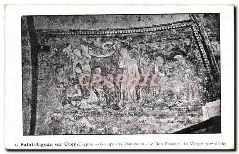 Postcard Old Saint Aignan Crypt Donor Group The Good Shepherd Virgin (11th)