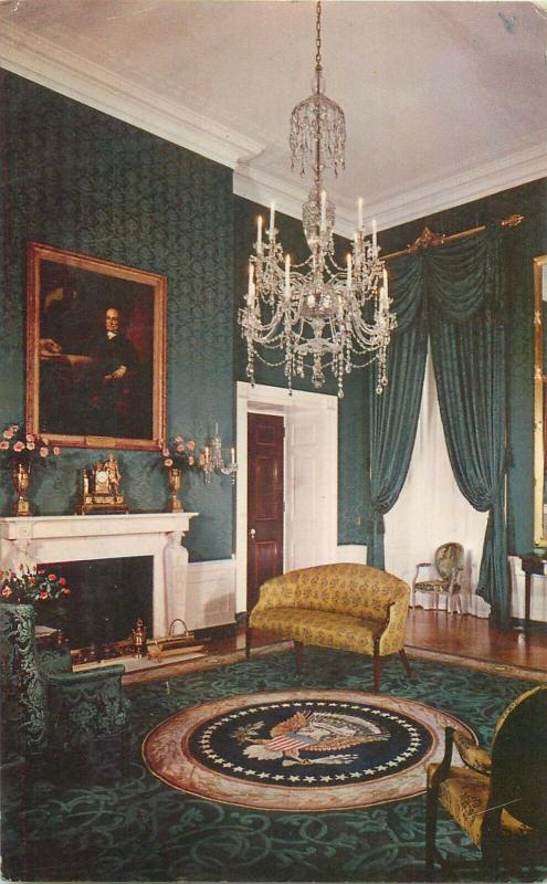 Green Room at the Washington White House 1964 postcard