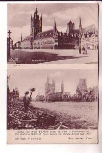 War Ruins Halles Before After Bombardment, Ruins,  Ypres Belgium