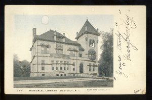 Westerly, Rhode Island/RI Postcard, Memorial Library, Glitter Postcard,1905!