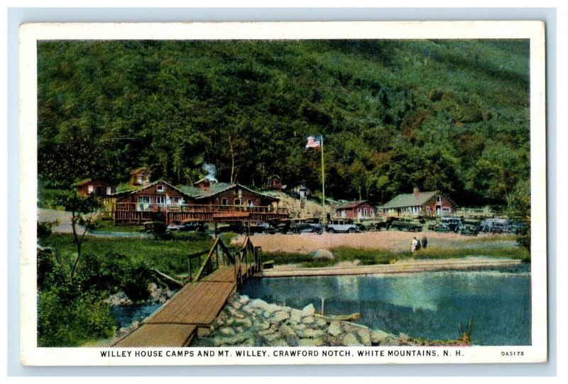 Willey House Camps And Mt. Willey Crawford Notch White Mountains NH Postcard 