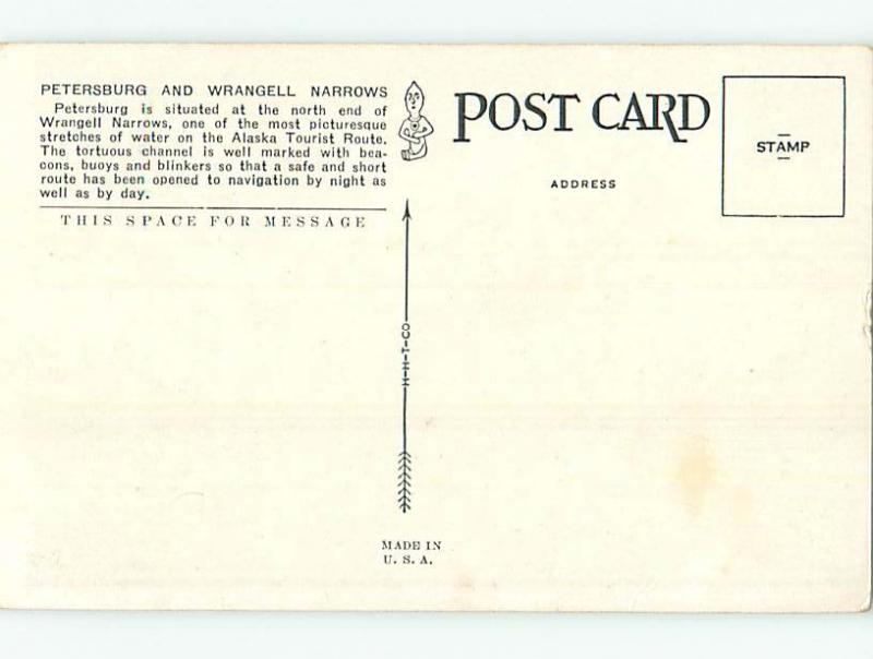 Unused W-Border PETERSBURG AND WRANGELL NARROWS Near Sitka & Juneau AK p0478