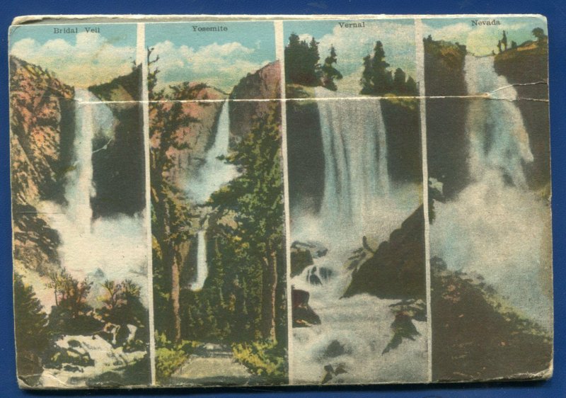 Yosemite National Park California ca Vernal Nevada water falls postcard folder