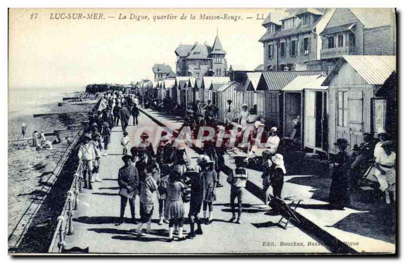 Old Postcard Luc Sur Mer La Digue area of ​​the Red House Children