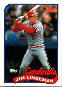 1989 Topps Baseball Card Jim Lindeman St Louis Cardinals sk3125