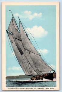 Lunenburg Nova Scotia Canada Postcard International Champion Bluenose Boat