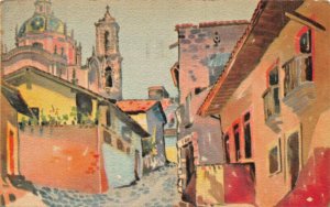 TAXCO GUERRERO MEXICO~CALLE~1940 POSTMARK~ARTIST POSTCARD