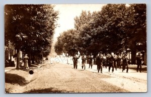 J87/ Quaker City Ohio RPPC Postcard c10 Marching Band Parade Cambridge 1691