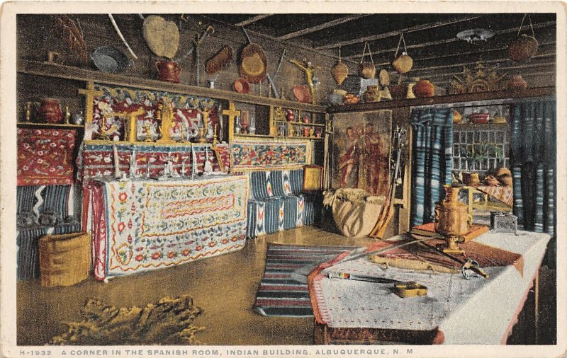 G44/ Albuquerque New Mexico Postcard Interior Fred Harvey Spanish Room Indian 1