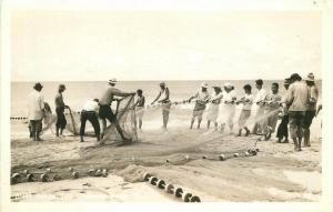 Beach Front Fisherman 1940s RPPC Photo Postcard 1190 Hawaii