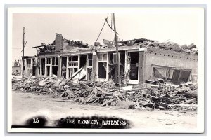1955 Udall Kansas Tornado Disaster RPPC Postcard The Kennedy Building