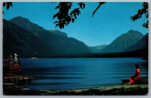 Postcard Glacier National Park MT c1956 Lake McDonald’s Compass Slogan Cancel