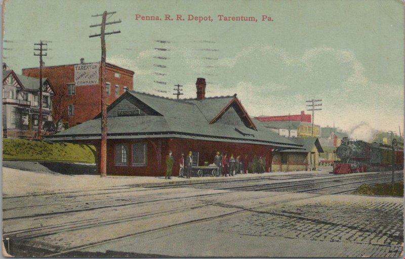 Postcard Pennsylvania Railroad Depot Tarentum PA