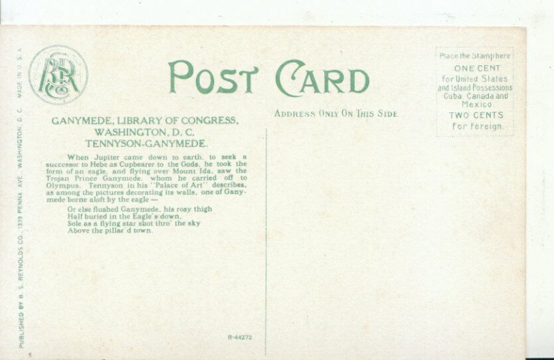 America Postcard - Ganymede - Library of Congress Washington - D.C - Ref ZZ6057