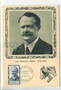 444771 FRANCE 1957 year politician Jean-Baptiste Lebas First Day maximum card