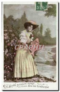 Old Postcard Fantasy Easter Pisces Female