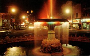 Arkansas Hot Springs Night View Showing The Fountain and Central Avenue