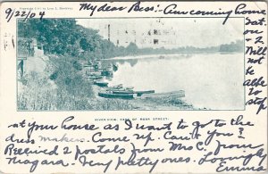 Owego NY 1904 River View Near Ross Str Small Boats to Susquehana PA Postcard T17