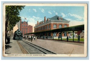 1919 Western Maryland Train R.R Station Hagerstown MD Posted Antique Postcard