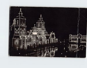 Postcard Mexico City Metropolitan Cathedral at night Mexico City Mexico