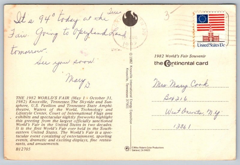 1982  World's Fair   Knoxville  Tennessee  Postcard