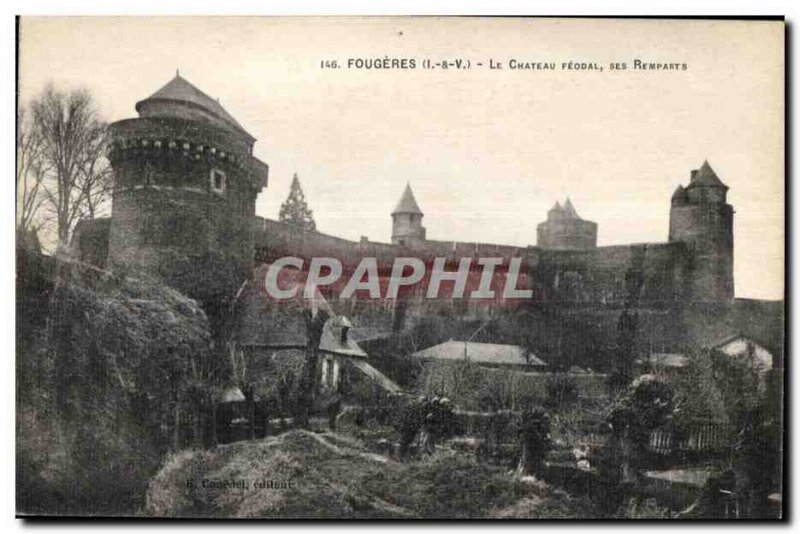 Old Postcard Fougeres Chateau Feodal Its Walls