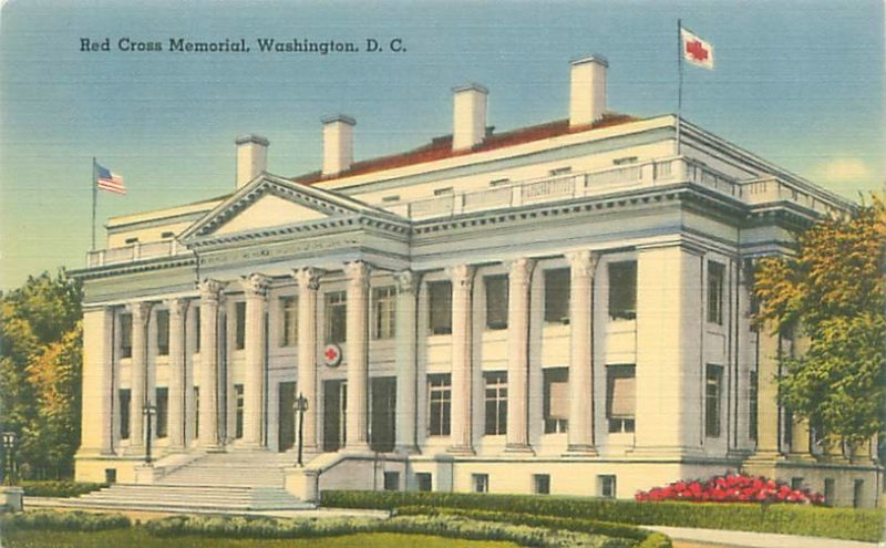 Washington DC Red Cross Memorial Linen Postcard Unused