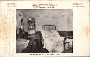 Deluxe Stateroom, Savannah Line Ocean Steamship Co c1909 Vintage Postcard K56