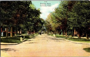 View Looking Up Tennessee Street, Lawrence KS Vintage Postcard K47