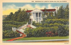 Residence of Loretta Young, Bel-Air, CA Movie Star Home c1930s Vintage Postcard