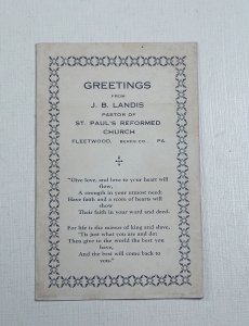 Greetings JB Landis St Paul's Reformed Church Fleetwood Berks Co PA