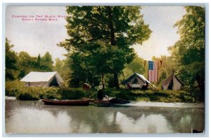 South Haven Michigan Postcard Camping Black River Exterior c1910 Vintage Antique