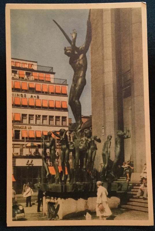 Postcard Unused Orpheus Fountain Stockholm Sweden LB