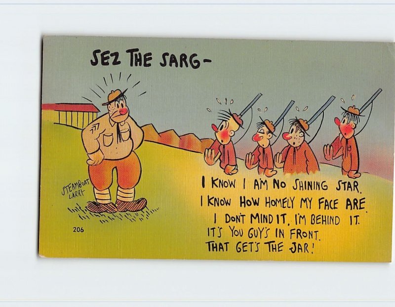 Postcard Greeting Card with Quote and Soldiers Cartoon Art Print