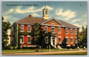 US Army Post Headquarters Fort Devens  Massachusetts  Postcard