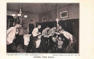 DOWN THE POLE FIRE FIGHTING SERIES WASHINGTON DC NO. 111 POSTCARD (1906)