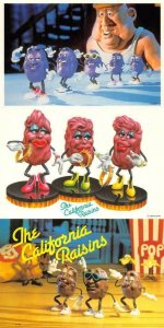 Advertising    THE CALIFORNIA RAISENS    *Three* ca1980's OVERSIZE 4X6 Postcards