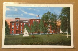 1934 USED .01 LINEN POSTCARD LUTHERAN HOSPITAL, FORT WAYNE, INDIANA