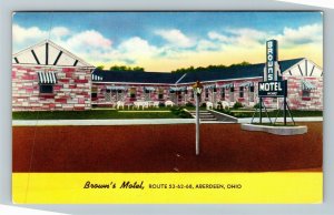 Aberdeen OH- Ohio, Brown's Motel, Advertisement, Chrome Postcard